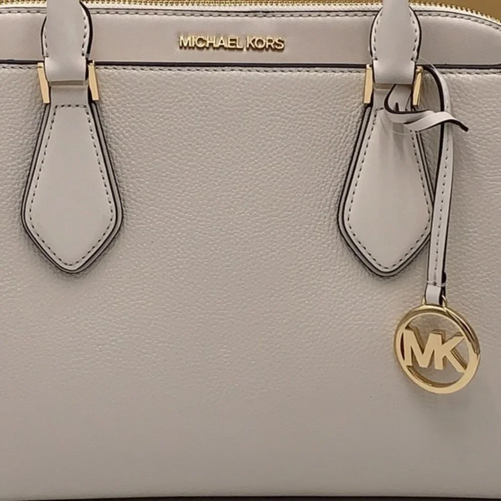 Michael Kors Daria Large Satchel Bag Leather Light Cream - Picture 11 of 16